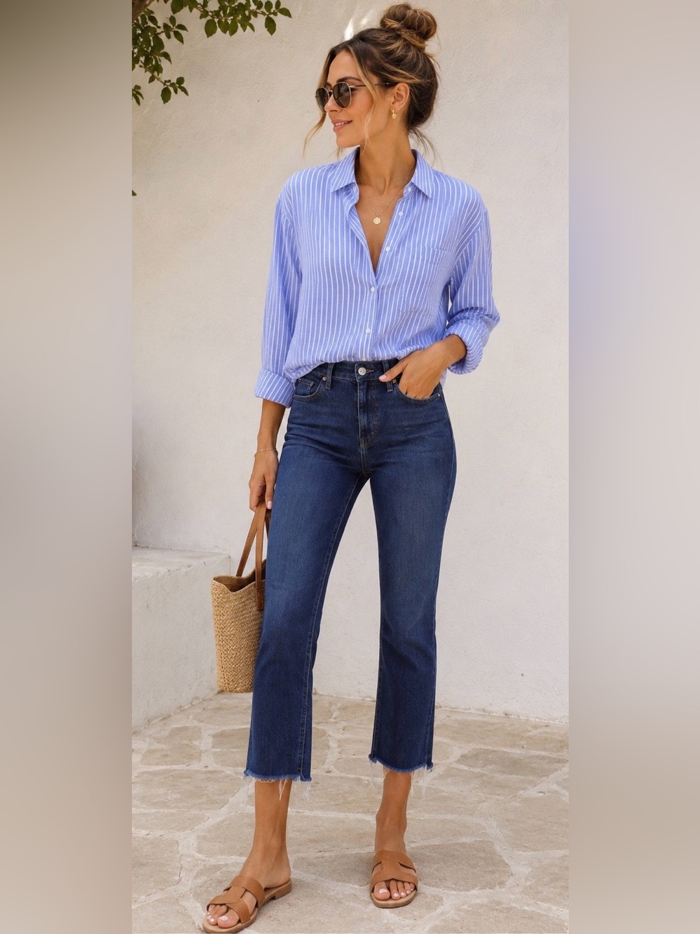 Premium MOTHER The Mid Rise Dazzler Ankle Fray Denim size 27 Coastal Boho Chic